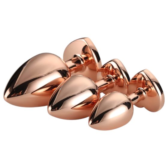 Gleaming Love - szíves anál plug szett - rosegold (3 részes)