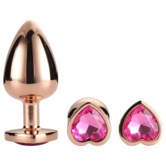   Gleaming Love - szíves anál plug szett - rosegold (3 részes)