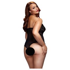   / BACI Plus Size - nyakpántos, áttetsző body- fekete (XL-XXL)