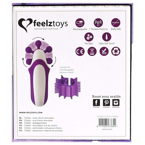 FEELZTOYS Clitella - akkus, forgó, orál vibrátor (lila)