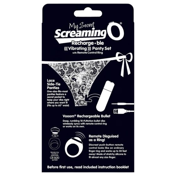 Screaming O MySecret - vibrációs tanga - fekete (S-L)