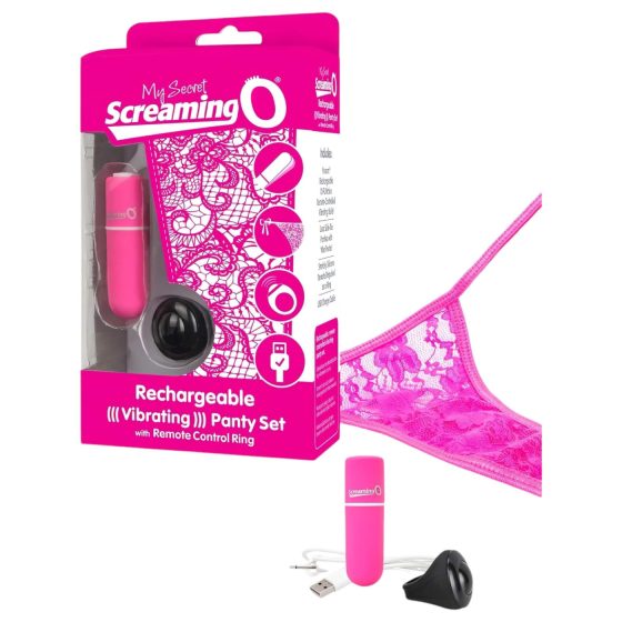 / Screaming O Panty Set - vibrációs tanga (pink) S-L