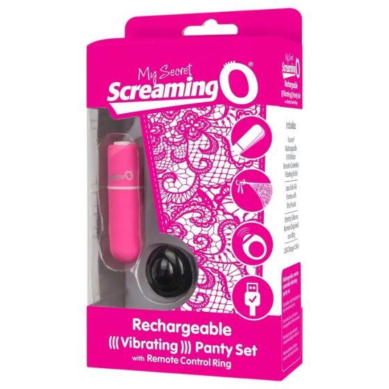 Screaming O Panty Set - akkus, rádiós vibrációs tanga (pink) S-L