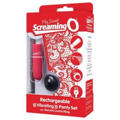 Screaming O Panty Set - vibrációs tanga - piros (S-L)