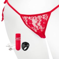   Screaming O Panty Set - akkus, rádiós vibrációs tanga - piros (S-L)