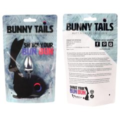   / FEELZTOYS Bunny Tails - fém anál plug nyuszifarokkal (ezüst-fekete)