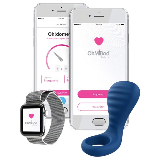 OHMIBOD Bluemotion Nex 3 - okos, vibrációs péniszgyűrű (kék)